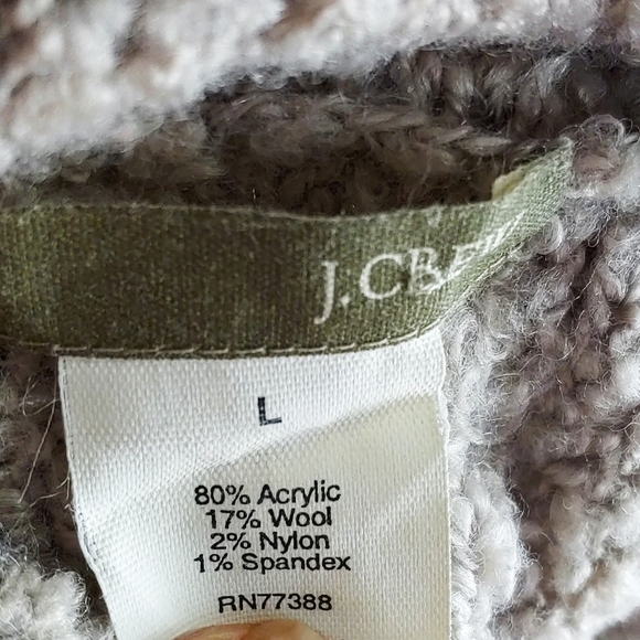 J.Crew Womens L Oatmeal Wool Mix Cowl Neck Flute Sleeves Sweater - Picture 6 of 6